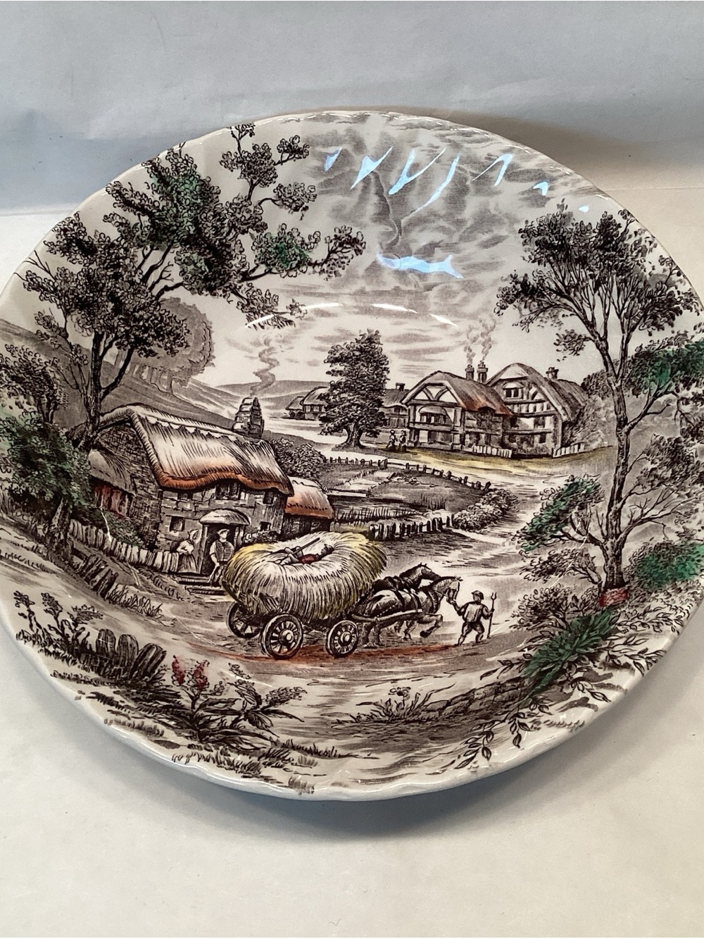 STAFFORDSHIRE 9" Round Vegetable Bowl Yorkshire Multicolor Ironstone Yorkshire